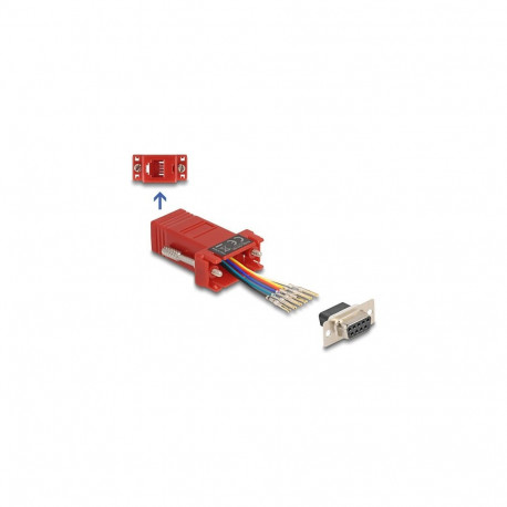 "Delock D-Sub 9 Pin Buchse zu RJ12 Buchse Montagesatz rot"