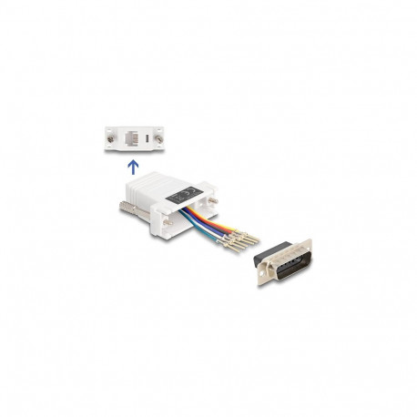 "Delock D-Sub 15 Pin Stecker zu RJ12 Buchse Montagesatz weiß"