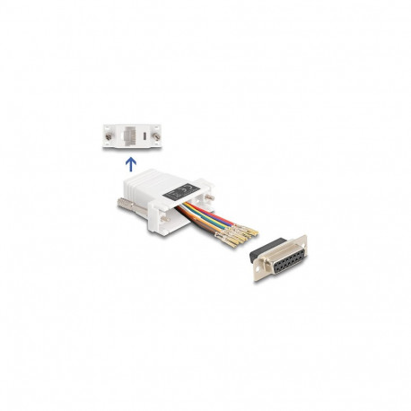 D-Sub 15 Pin pesa–RJ45 pesa paigalduskomplekt, valge