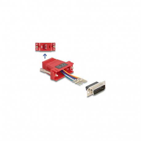 "Delock D-Sub 15 Pin Stecker zu RJ12 Buchse Montagesatz rot"