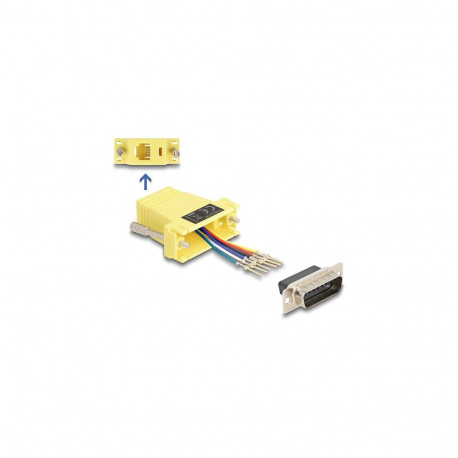 "Delock D-Sub 15 Pin Stecker zu RJ12 Buchse Montagesatz gelb"