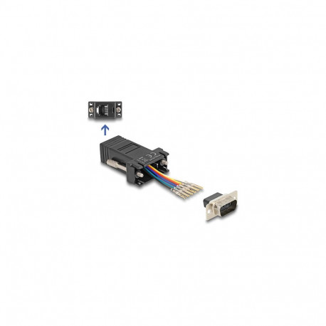 "Delock D-Sub 9 Pin Stecker zu RJ12 Buchse Montagesatz schwarz"