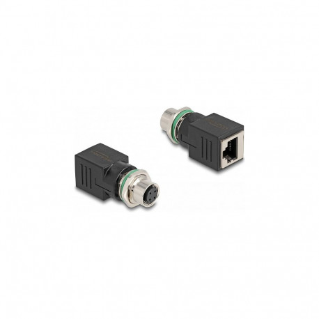 "Delock M12 Adapter D-kodiert 4 Pin Buchse zu RJ45 Buchse gerade"