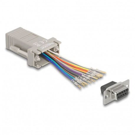 "Delock D-Sub 9 Pin Buchse zu RJ50 Buchse Montagesatz grau"