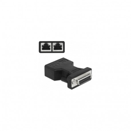 Adapter D-Sub 15-kontaktilisest pesast 2 × RJ45 pesaks, AUI (Attachment Unit Interface)