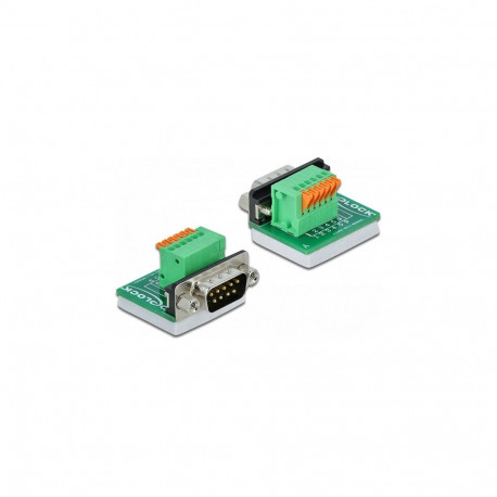 "D-Sub 9 Stecker zu Terminalblock mit Drucktaster vertikal"