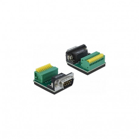 "Adapter D-Sub 9 Pin Stecker zu Terminalblock 9 Pin mit Drucktaster"