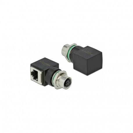 "Delock Netzwerkadapter M12 D-kodiert 4 Pin Buchse zu RJ45 Buchse"