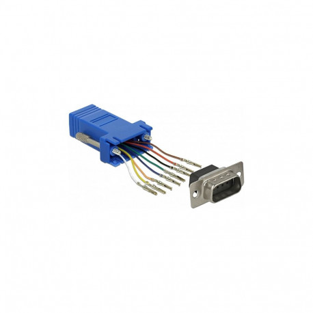 "Delock D-Sub 9 Pin Stecker zu RJ45 Buchse Montagesatz blau"