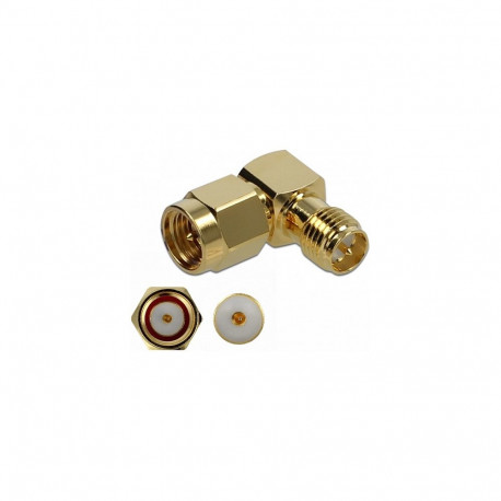"Adapter SMA Stecker zu RP-SMA Buchse 90° 10 GHz"