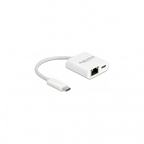 "USB Type-C™ Adapter zu Gigabit LAN 10/100/1000 Mbps mit Power Delivery Anschluss weiß"