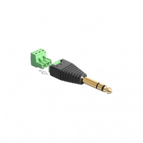 "Delock Adapter Klinke Stecker 6,35 mm > Terminalblock 3 Pin 2-teilig"