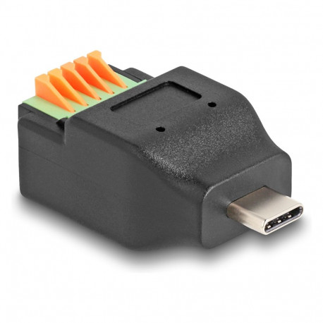 "Delock USB Type-C™ 2.0 Stecker zu Terminalblock Adapter mit Drucktaster"