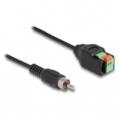 "Delock Kabel Cinch Stecker zu Terminalblock Adapter mit Drucktaster 15 cm"