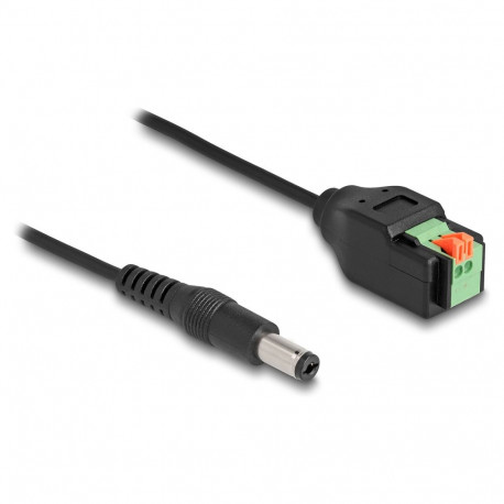 DC-kaabel 2,1 × 5,5 mm pistiku ja 2-kontaktilise klemmiploki adapteriga, surunupuga, 15cm
