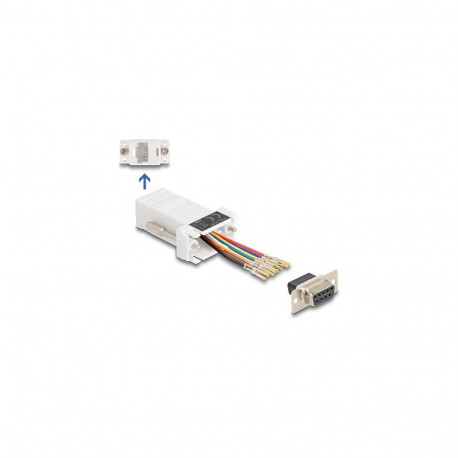 D-Sub 9-kontaktilise pesa ja RJ45 pesa paigalduskomplekt, valge