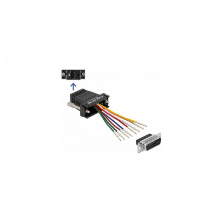 "D-Sub 15 Pin Stecker zu RJ45 Buchse Montagesatz schwarz"