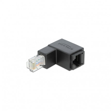 "Adapter RJ45 Stecker unten gewinkelt zu RJ45 Buchse Cat.6 UTP"
