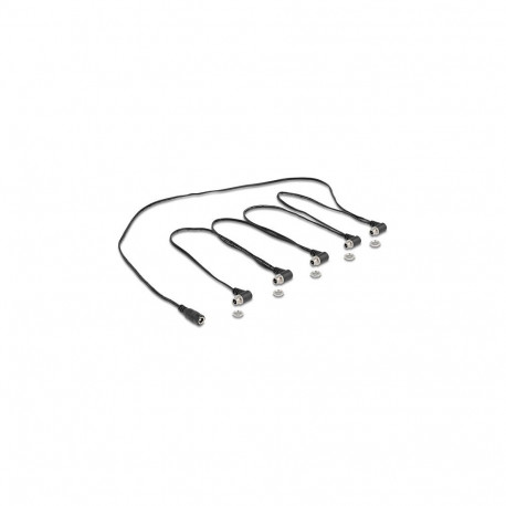 "Delock DC Splitter Kabel 1 x Buchse gerade zu 5 x Buchse 5,5 x 2,1 mm 90° gewinkelt zum Einbau schw