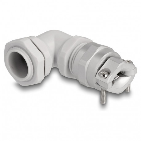 "Delock Kabelverschraubung mit Zugentlastung und Biegeschutz 90° gewinkelt PG11 grau"