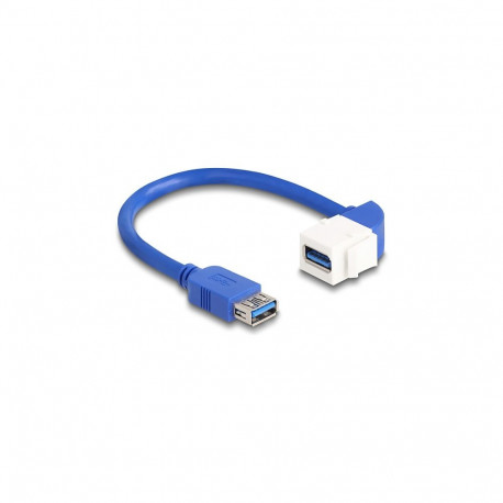 "Keystone Modul Kabel USB 5 Gbps Typ-A Buchse zu USB Typ-A Buchse 90° gewinkelt 20 cm blau"