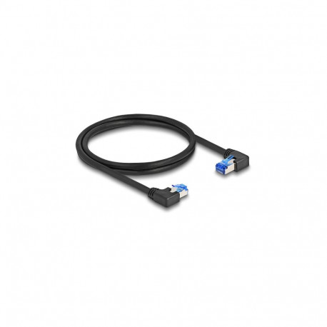 "Delock RJ45 Netzwerkkabel Cat.6A S/FTP rechts / links gewinkelt 1 m schwarz"