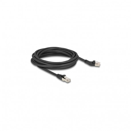 Delock RJ45 võrgukaabel Cat.6A S/FTP 45° vasakule nurgaga pistik sirge pistikuga 5 m must