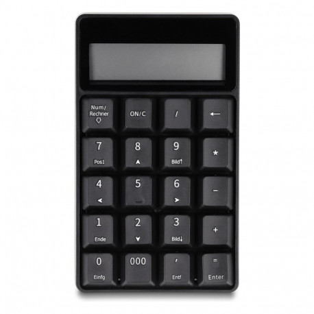 "2 in 1 USB Typ-A Nummernblock mit Taschenrechner Funktion 2,4 GHz kabellos schwarz"