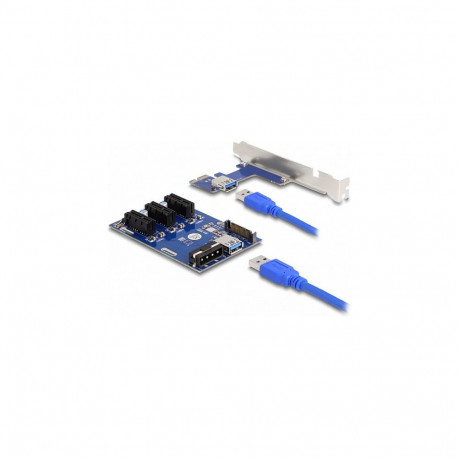 "Delock Riser Karte PCI Express x1 zu 3 x PCIe x1 mit 50 cm USB Kabel"