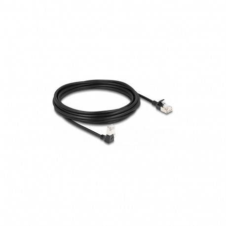 Delock RJ45 võrgukaabel Cat.6A S/FTP Slim 90° altnurga all / sirge 5 m must