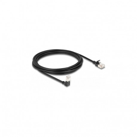 "Delock RJ45 Netzwerkkabel Cat.6A S/FTP Slim 90° unten gewinkelt / gerade 3 m schwarz"