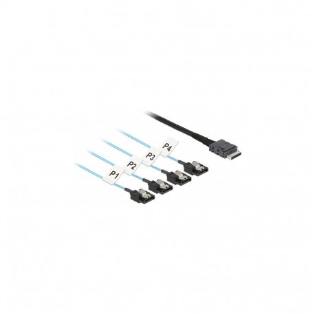 "Delock Kabel OCuLink SFF-8611 > 4 x SATA 7 Pin 0,5 m Metall"