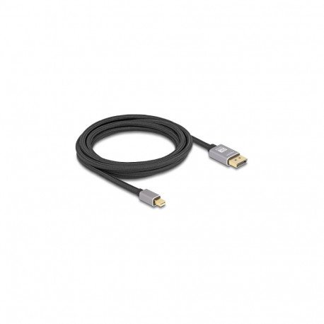 "Delock Mini DisplayPort zu DisplayPort Kabel 8K 60 Hz 3 m grau Metall ohne Einrastfunktion"