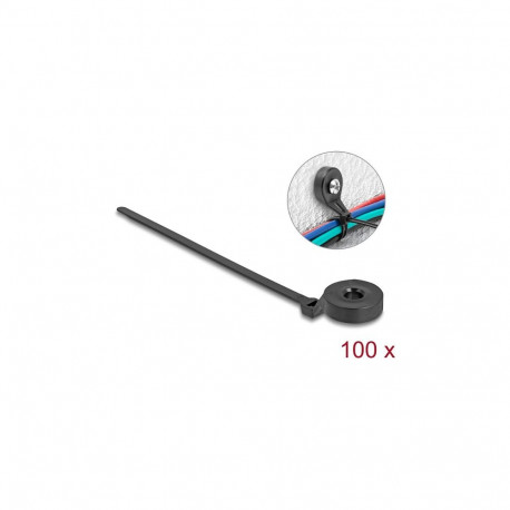 "Delock Kabelbinder mit Befestigungsöse L 180 x B 6 mm schwarz 100 Stück"