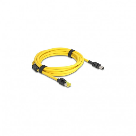 Cat.6 kaabel Mini I/O 8-kontaktilise D-kujulise 2. tüüpi pistiku ja RJ45-pistikuga 3m, kollane