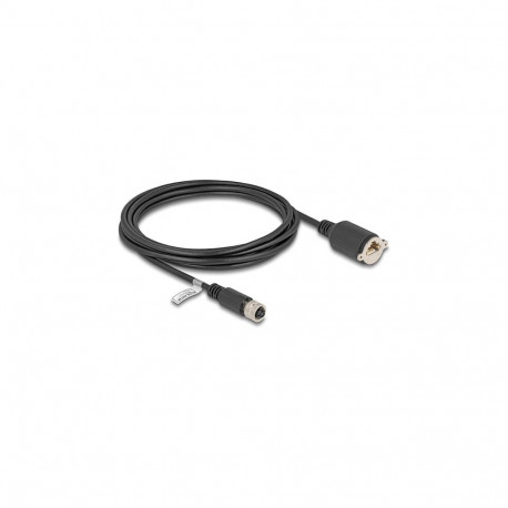 "Delock M12 Kabel D-kodiert 4 Pin Buchse zu RJ45 Buchse zum Einbau Cat.5e FTP 3 m schwarz"