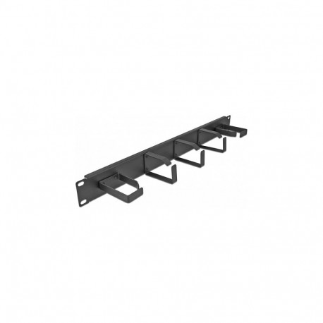 19" kaablihalduspaneel 5 metallklambriga (2 × horisontaalset, 3 × vertikaalset), 1 HE, must
