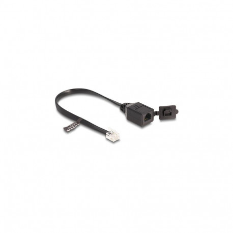 "Delock Kabel RJ12 Stecker zu RJ12 Buchse mit Verschlusskappe 20 cm schwarz"