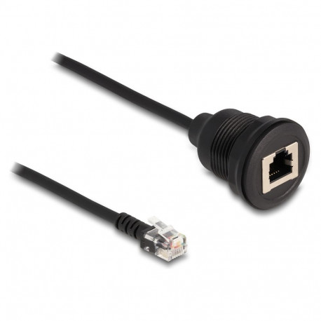 "Delock Kabel RJ12 Stecker zu RJ12 Buchse zum Einbau 30 cm schwarz"