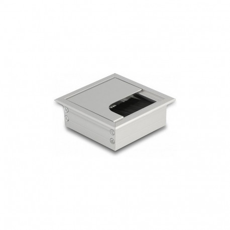 "Delock Kabeldurchführung für Tischeinbau mit Bürste 80 x 80 x 28 mm silber"