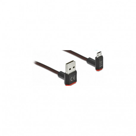 "EASY-USB 2.0 Kabel Typ-A Stecker zu EASY-USB Typ Micro-B Stecker gewinkelt oben / unten 2 m schwarz