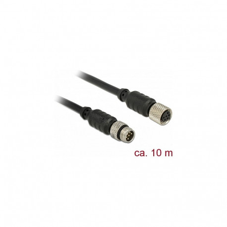 "Delock M8 Sensor- / Aktorverlängerungskabel 6 Pin Stecker zu M8 6 Pin Buchse wasserdicht 10 m"