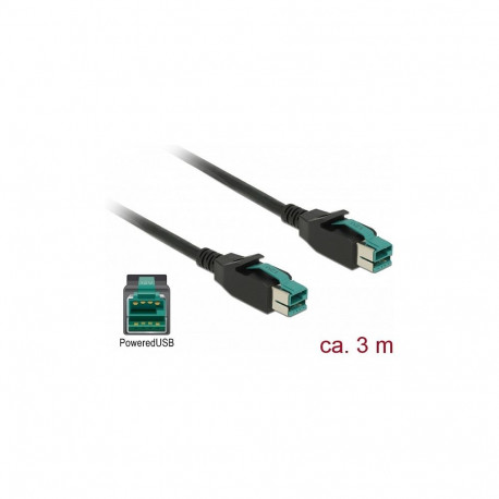 "Delock PoweredUSB Kabel Stecker 12 V > PoweredUSB Stecker 12 V 3 m für POS Drucker und Terminals"