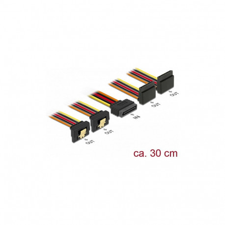 "Delock Kabel SATA 15 Pin Strom Stecker mit Einrastfunktion > SATA 15 Pin Strom Buchse 2 x unten / 2