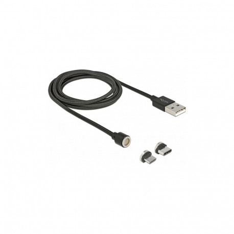 "Delock Magnetisches USB Daten- und Ladekabelset für Micro USB / USB Type-C™ schwarz 1,1 m"
