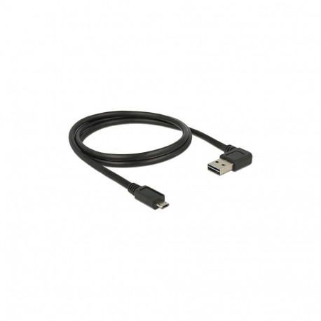Delock EASY-USB 2.0 kaabel A-tüüpi pistik vasakule/paremale nurga all > Micro-B pistik, must, 1 m