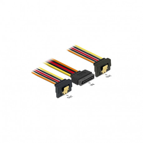 Delock SATA 15 Pin lukustusfunktsiooniga toitepistik > 2 x SATA 15 Pin toitepesa, 15 cm kaabel