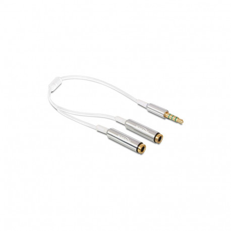 Delock audio jagaja kaabel 3,5 mm 4 Pin pistik > 2 x 3,5 mm 4 Pin pesa 25 cm