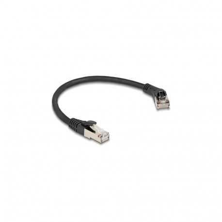Delock RJ45 võrgukaabel Cat.8.1 S/FTP 45° paremale nurgaga ja sirge pistik kuni 40 Gbps 0,25 m must