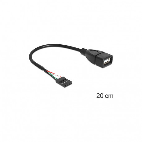 "Kabel USB Pin Header Buchse > USB 2.0 Typ-A Buchse 20 cm"